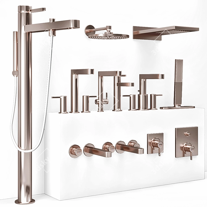 Elegant Finoris Bathroom Faucet 3D model image 8