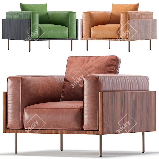 Sleek Leather Armchair: Brasilia by Minotti 3D model image 2