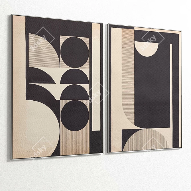 Plaster Double Photo Frame - Modern Interior Décor 3D model image 5