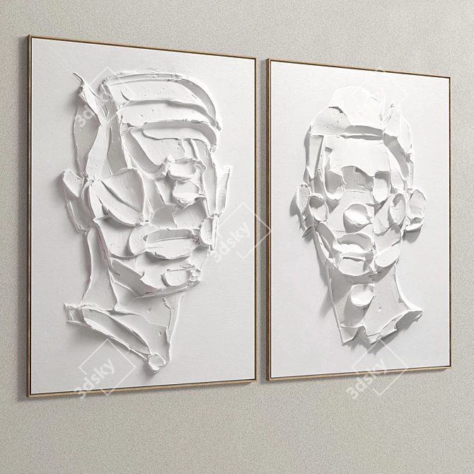 Modern Plaster Dual Photo Frame 3D model image 5