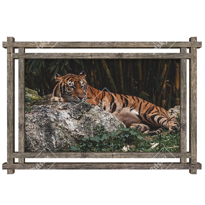 Rustic Wooden Frame Painting 3D model image 1