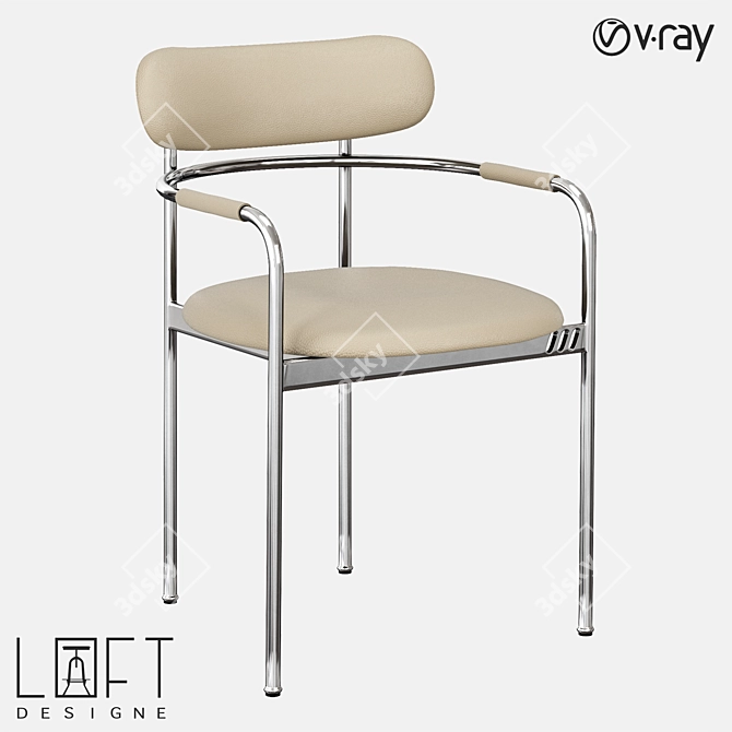 Sleek Metal Leather Chair 3D model image 1