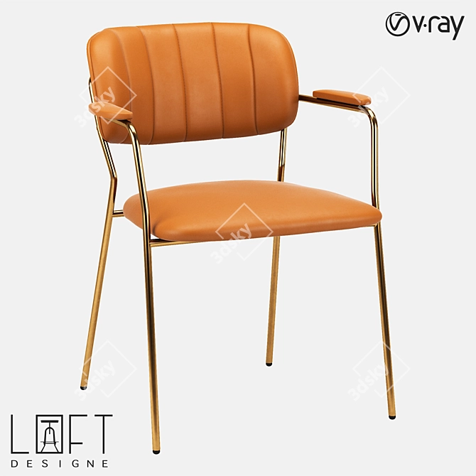 Modern Metal and Eco-Leather Chair: LoftDesign 37101 3D model image 1