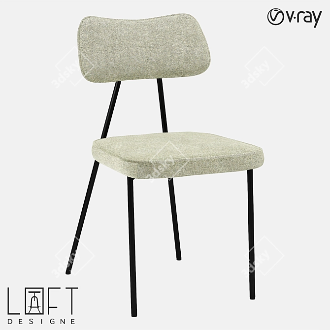 Modern Metal and Fabric Chair 3D model image 1