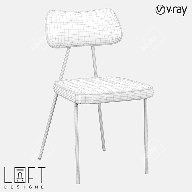 Modern Metal and Fabric Chair 3D model image 2