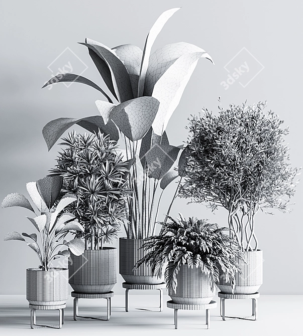 Title: Gorgeous 24-Piece Indoor Plant Set 3D model image 9