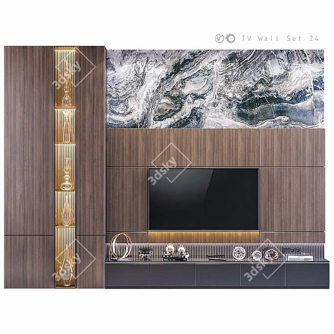 Sleek TV Wall Unit - 24 Inches 3D model image 1