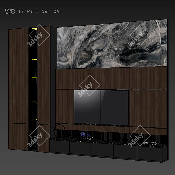 Sleek TV Wall Unit - 24 Inches 3D model image 5