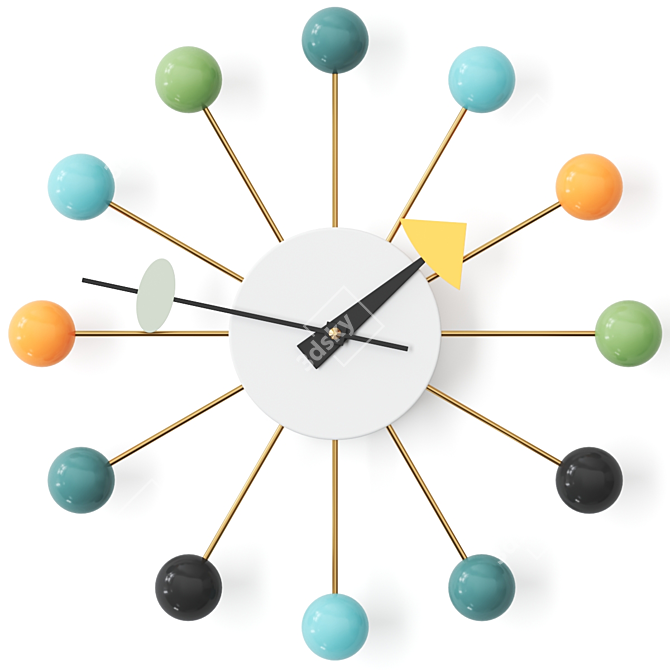 Sleek Sphere Wall Clock 3D model image 2