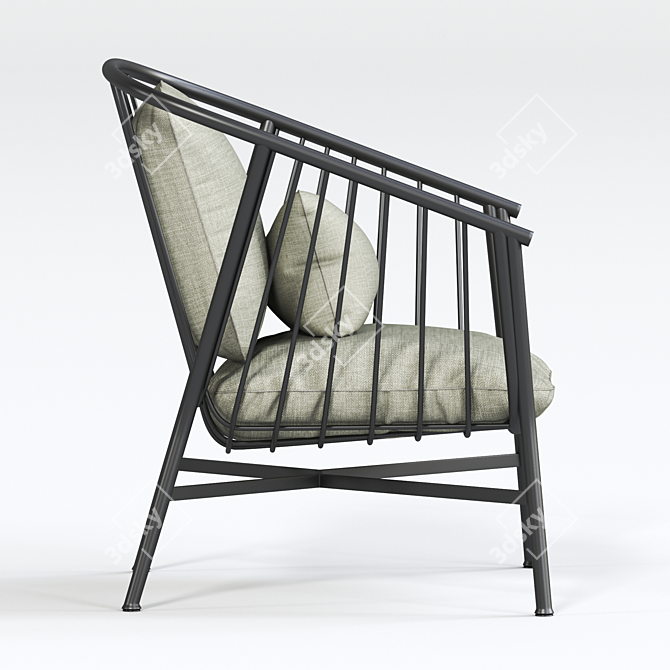 Sleek Steel Armchair: Jeanette 3D model image 3