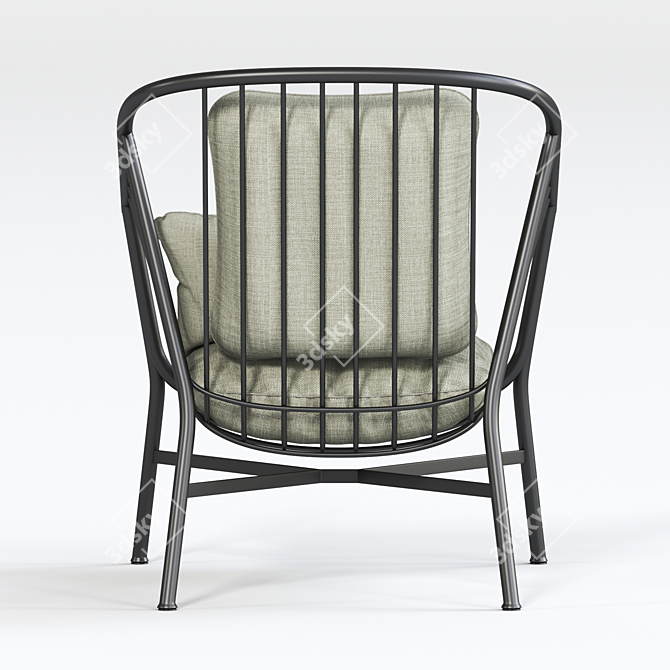 Sleek Steel Armchair: Jeanette 3D model image 4