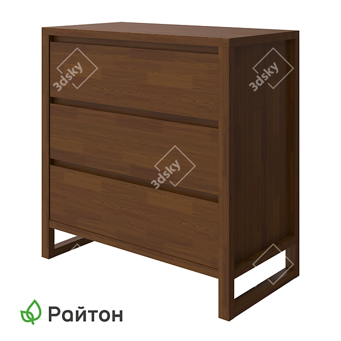 Compact 3-Drawer Chest: Stylish Space-Saver 3D model image 1