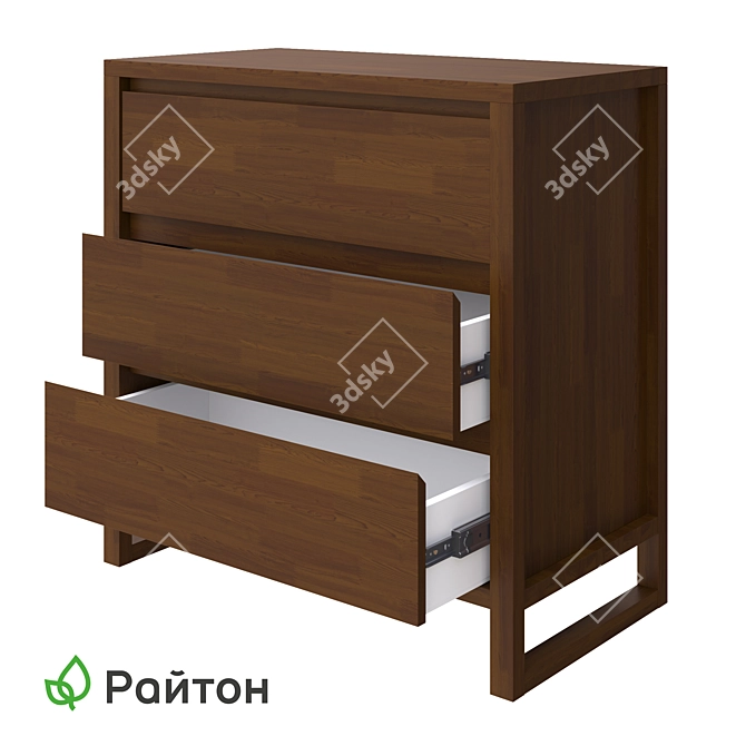 Compact 3-Drawer Chest: Stylish Space-Saver 3D model image 3