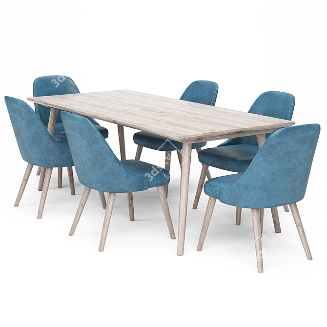 Modern Wood Dining Set 3D model image 1