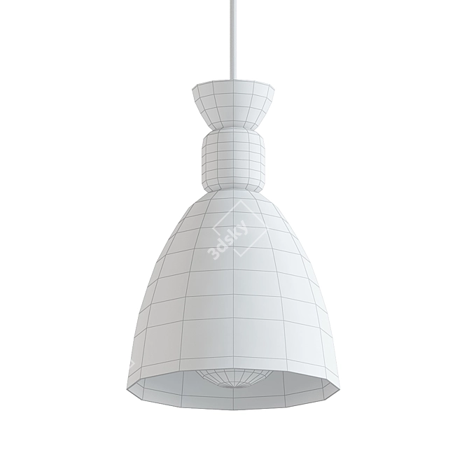 Elegant Metal & Wood LED Pendant 3D model image 2