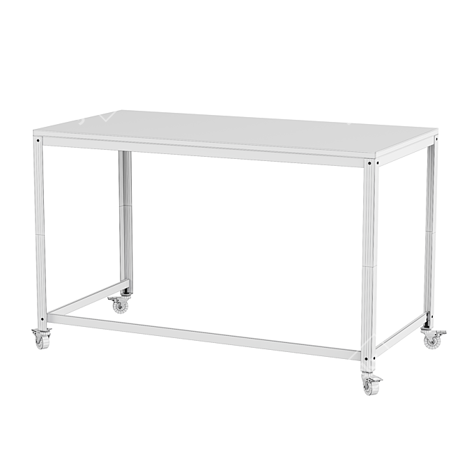 Industrial Style Computer Desk on Wheels 3D model image 7