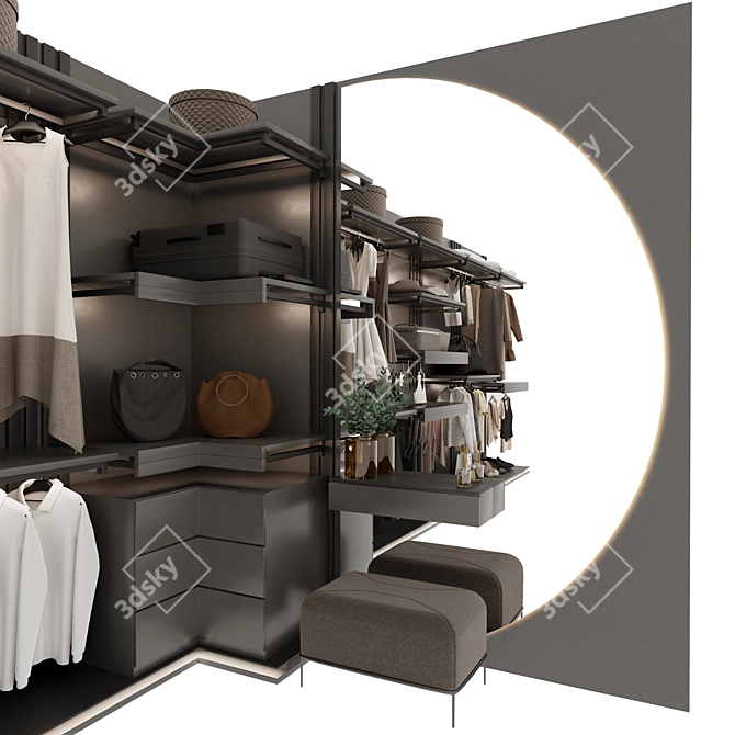 Modern Style Wardrobe with Customizable Modules 3D model image 2