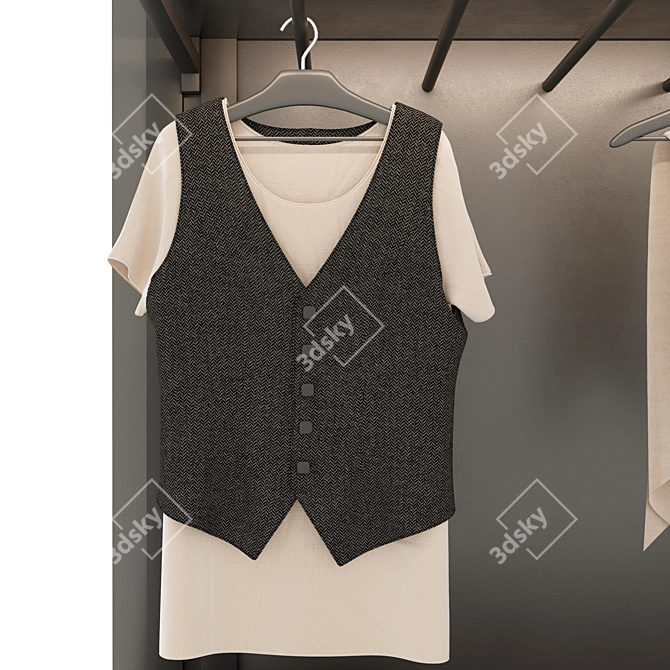 Modern Style Wardrobe with Customizable Modules 3D model image 3