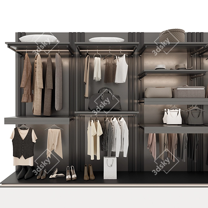 Modern Style Wardrobe with Customizable Modules 3D model image 4