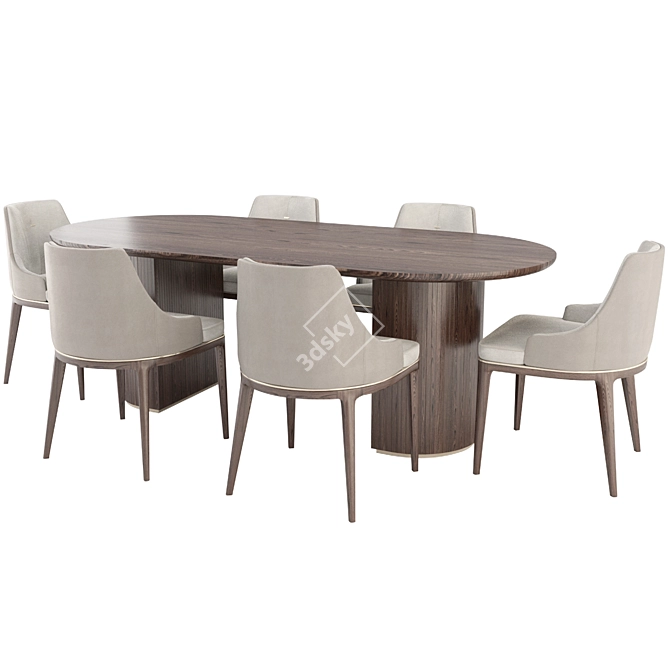 Modern Elegance: Alaton Chair & Moon Dining Table 3D model image 2