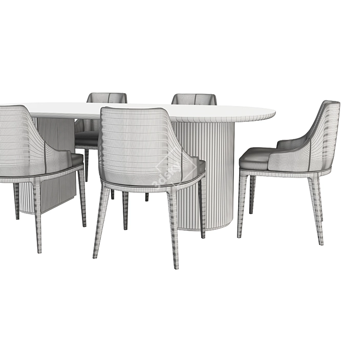 Modern Elegance: Alaton Chair & Moon Dining Table 3D model image 3