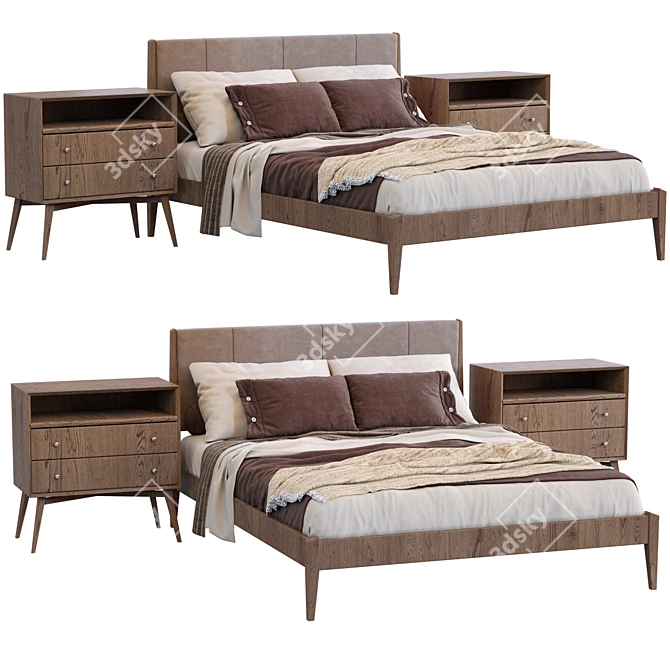 Sleek Wood Bed | West Elm 3D model image 4