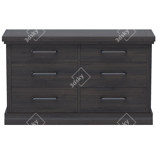 Fort 6-Drawer Wide Dresser | Spacious Storage 3D model image 2