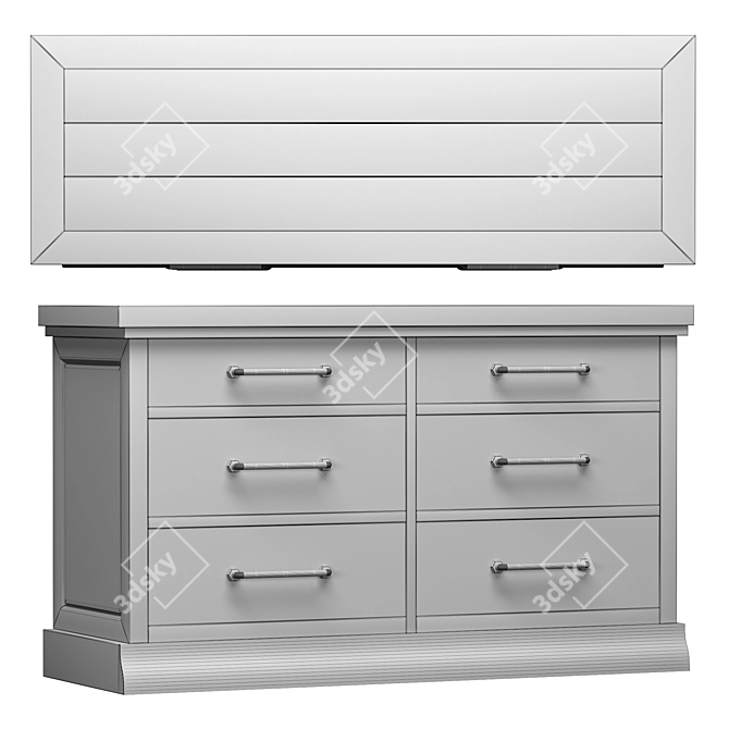 Fort 6-Drawer Wide Dresser | Spacious Storage 3D model image 4