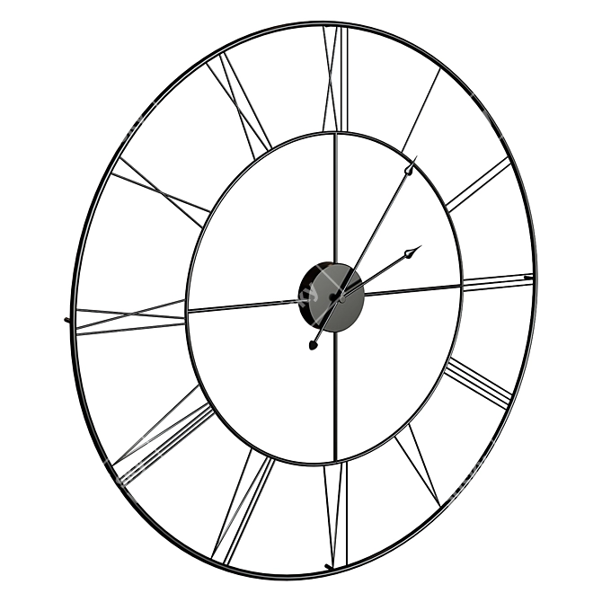 Industrial-inspired Metal Wall Clock 3D model image 1