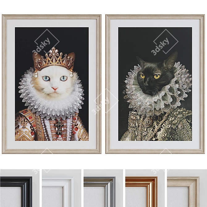 Cat Portrait Frame Set 3D model image 1