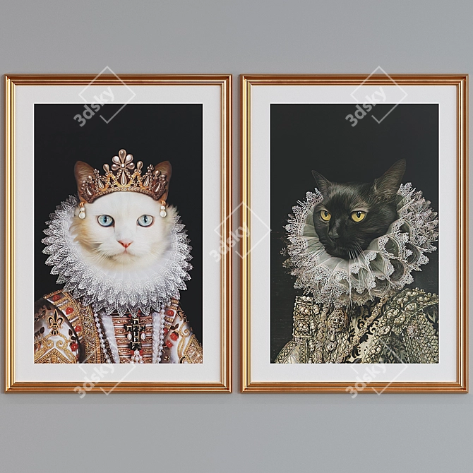 Cat Portrait Frame Set 3D model image 2