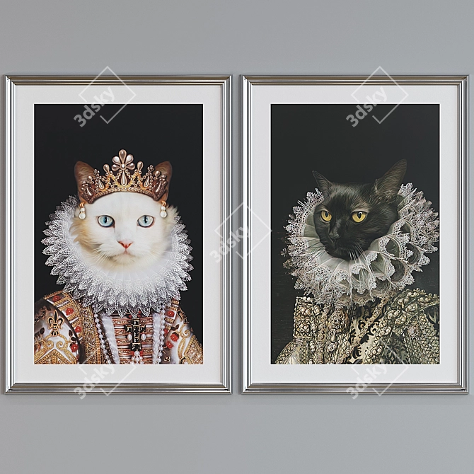 Cat Portrait Frame Set 3D model image 3