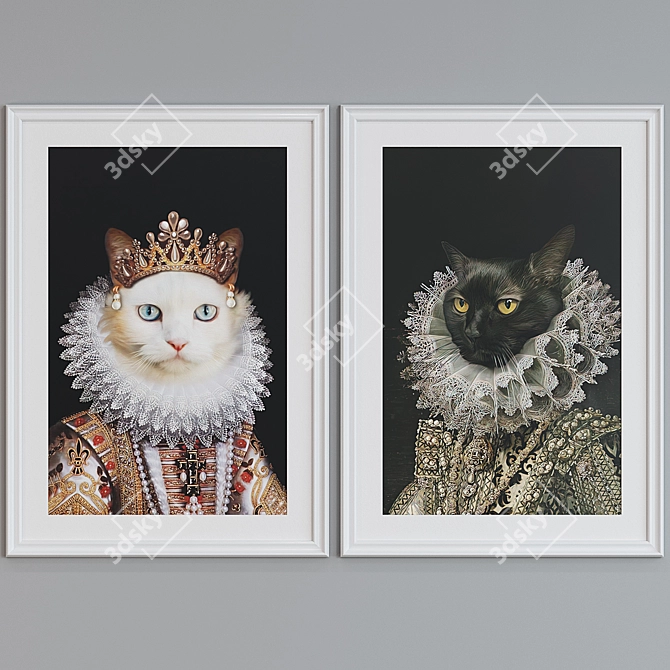 Cat Portrait Frame Set 3D model image 4