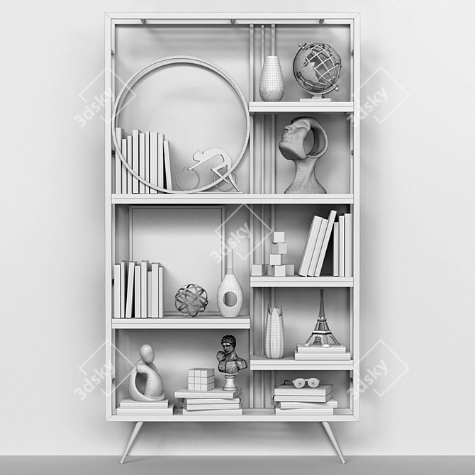 Elegant Decor Rack: Books, Figurines, Sculptures 3D model image 3