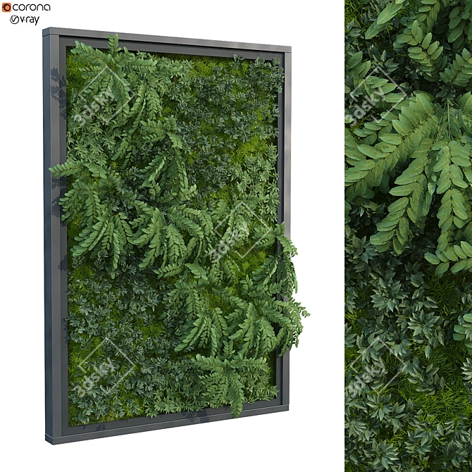 Green Oasis Vertical Plant Wall 3D model image 1