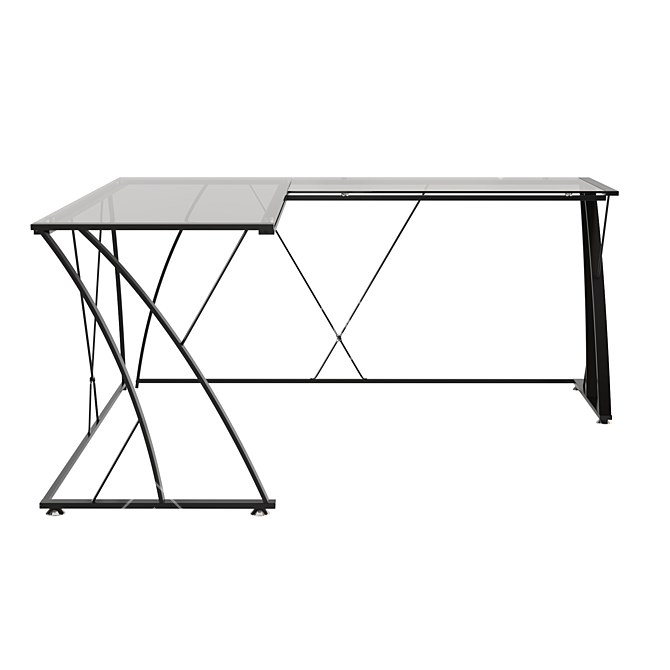 Modern Glass Top Corner Desk by Flash Furniture 3D model image 2