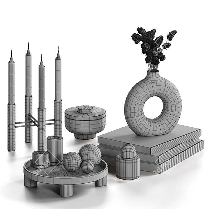 Elegant 6-Piece Decorative Coffee Table Set 3D model image 2