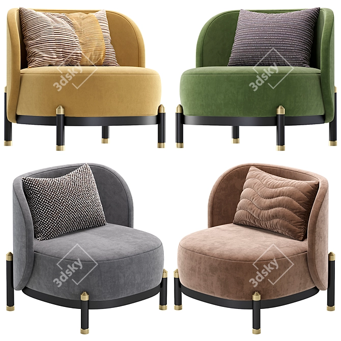 Modern Grayson Armchair: 5 Colors by Cazarina 3D model image 2