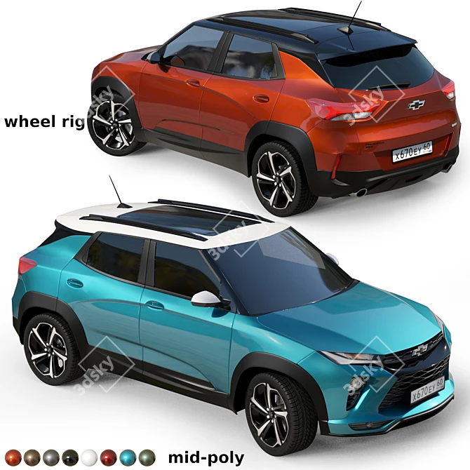 2022 Chevrolet Trailblazer: Mid-Poly Car 3D model image 1