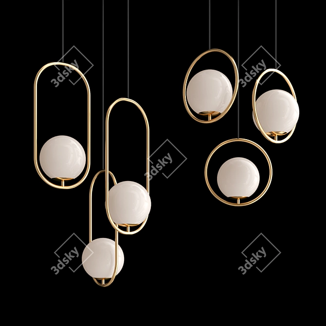 Sleek Trio Pendant Lights 3D model image 1