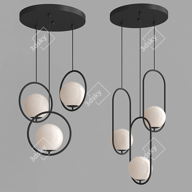 Sleek Trio Pendant Lights 3D model image 2