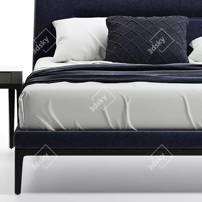 Luxurious Victoriano Lema Upholstered Bed 3D model image 2