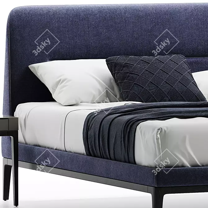 Luxurious Victoriano Lema Upholstered Bed 3D model image 3