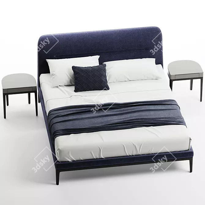 Luxurious Victoriano Lema Upholstered Bed 3D model image 4