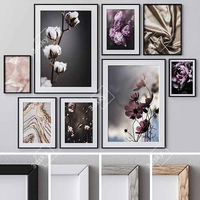 Elegant Framed Wall Paintings 3D model image 1