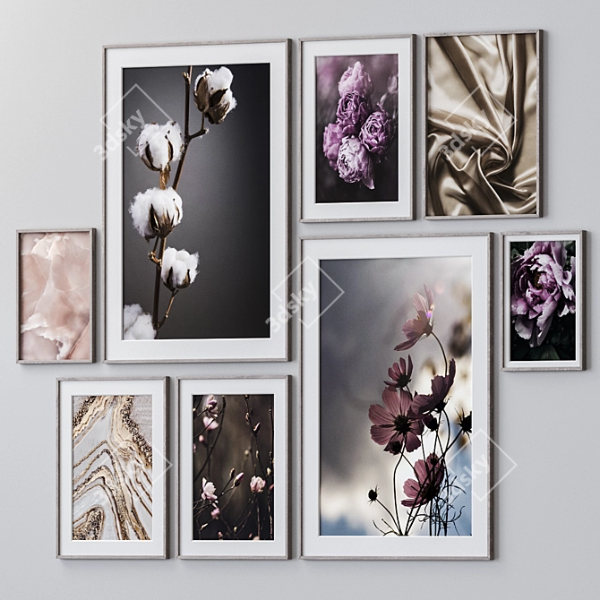 Elegant Framed Wall Paintings 3D model image 3