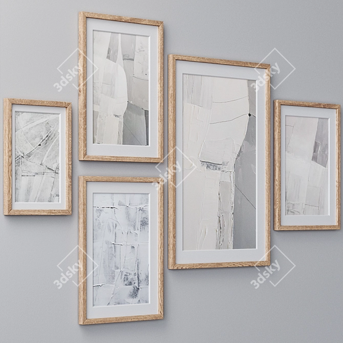 Vintage Wall Paintings Set 3D model image 2