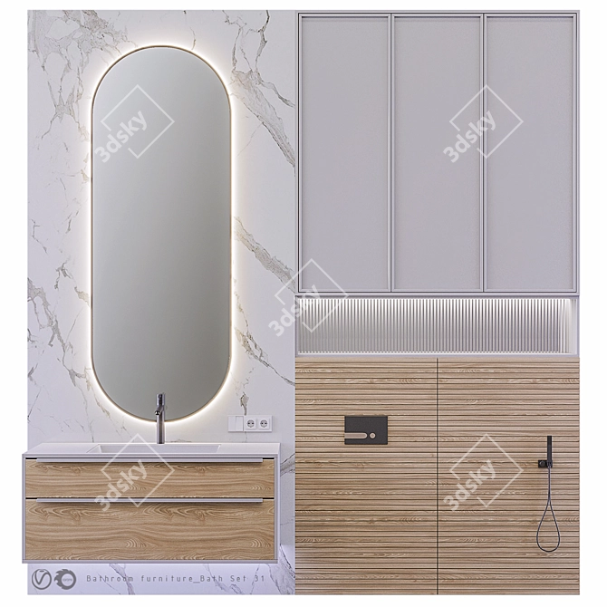 Modern Bathroom Set - Elegant Furniture for Stylish Bathrooms 3D model image 1