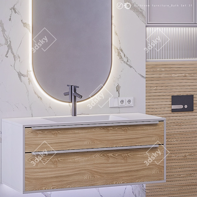 Modern Bathroom Set - Elegant Furniture for Stylish Bathrooms 3D model image 3