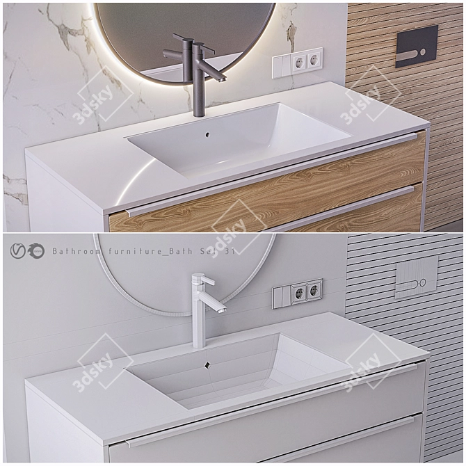 Modern Bathroom Set - Elegant Furniture for Stylish Bathrooms 3D model image 4